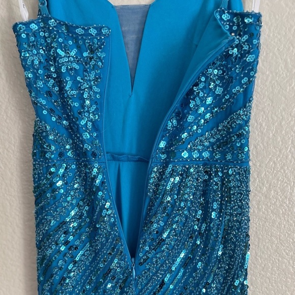 Enchanted Nights Blue Sequin Mermaid Maxi Dress - Picture 5 of 8